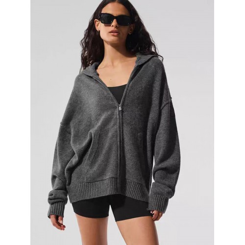 풀 집업 니트 후드티