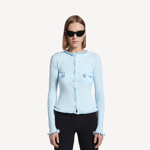 여성 피티드 가디건 라이트 블루