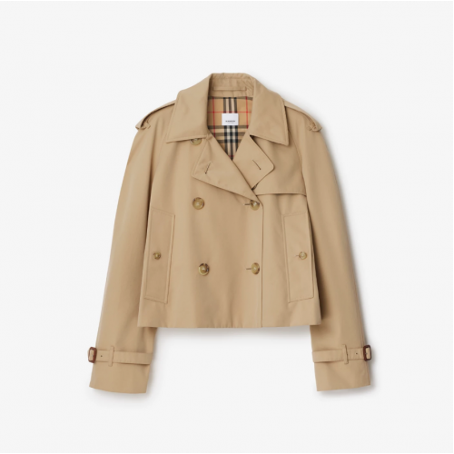 버버리기타코트 크롭 개버딘 트렌치 자켓 허니