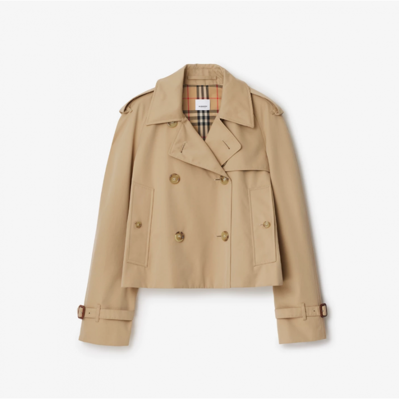 버버리기타코트 크롭 개버딘 트렌치 자켓 허니