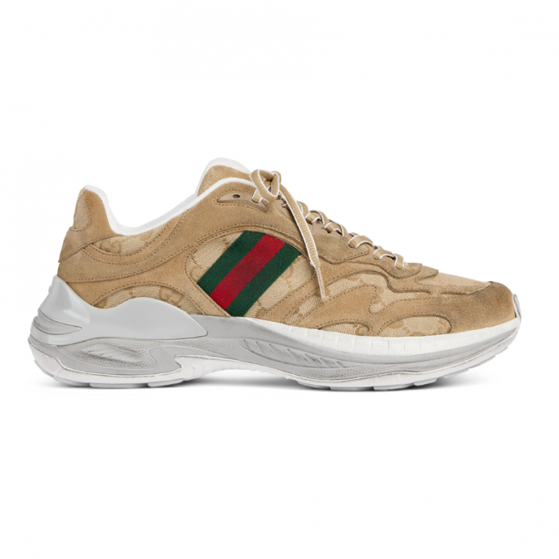 구찌 스트라이프 드로스트링 레더 스니커즈 