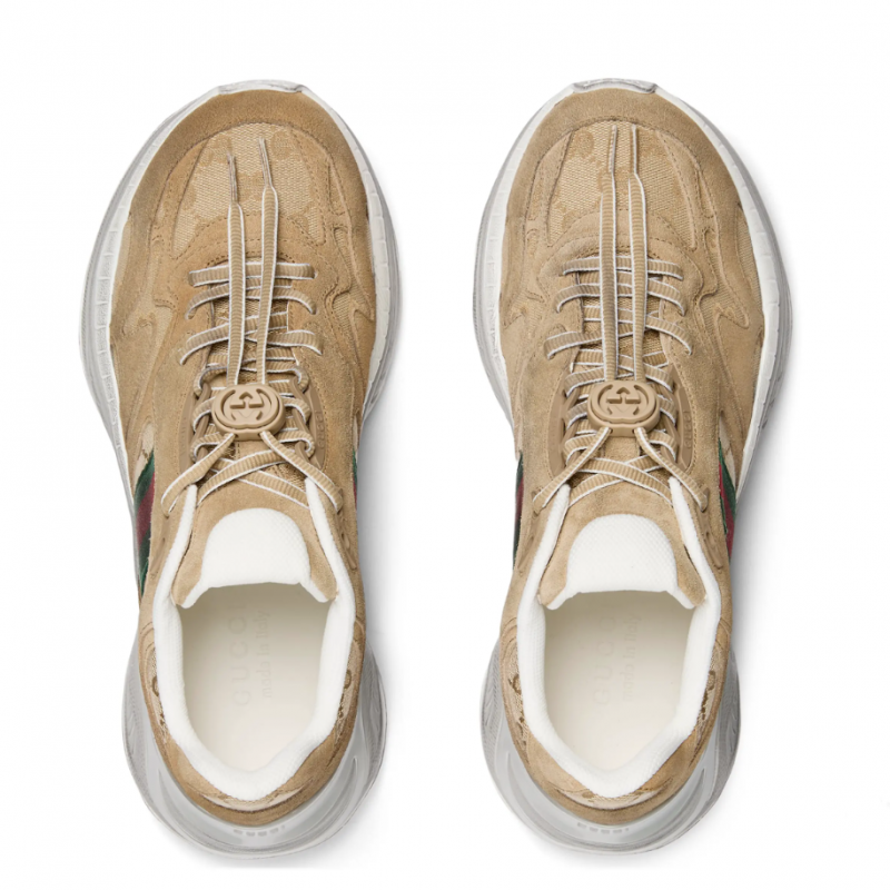 구찌 스트라이프 드로스트링 레더 스니커즈 