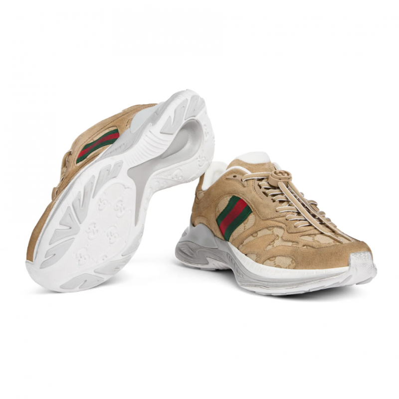 구찌 스트라이프 드로스트링 레더 스니커즈 