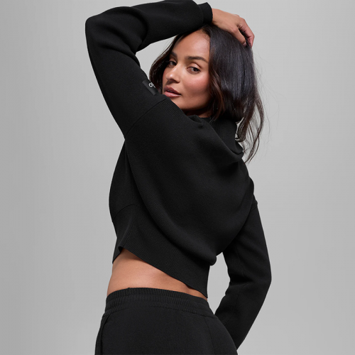 스칼라 니트 크롭 풀 집업 재킷 