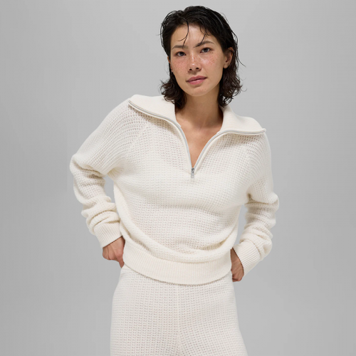 캐시미어 터치 와플 1/4 집 풀오버 