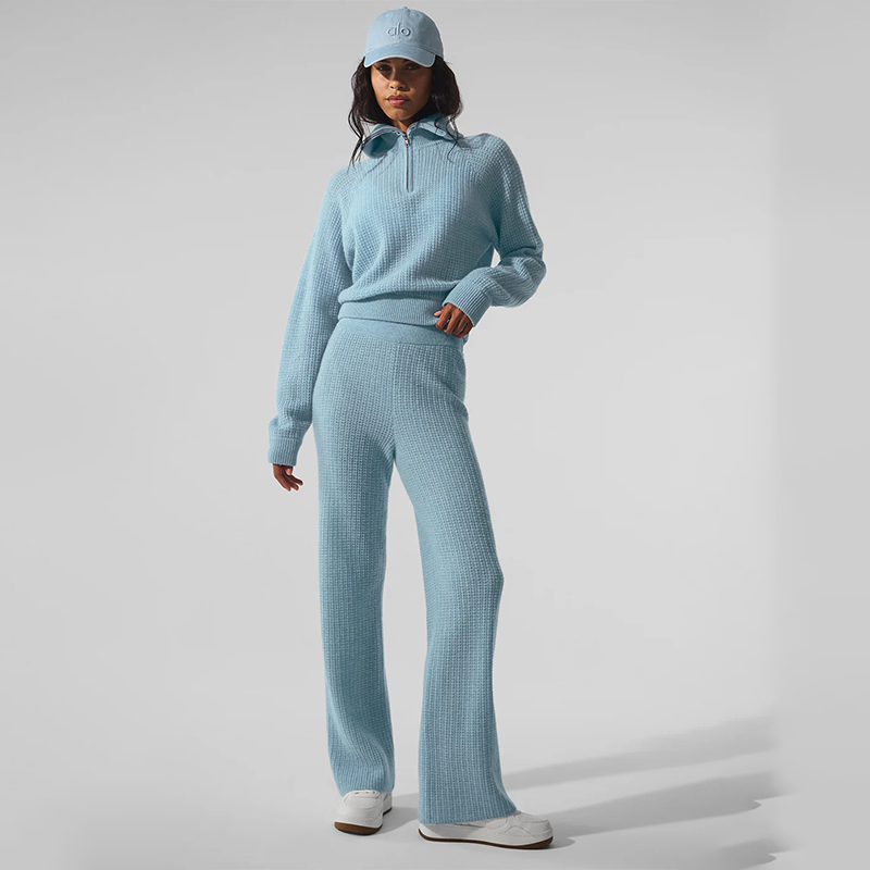 캐시미어 하이웨이스트 플러시 와플 팬츠 